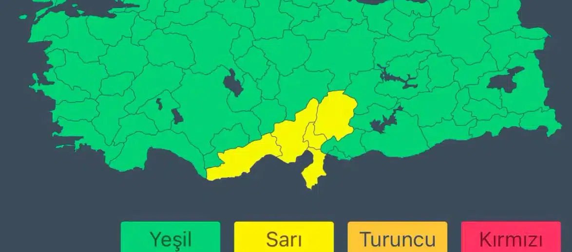 İçişleri Bakanlığı Doğu Akdeniz için sağanak uyarısı yayımladı