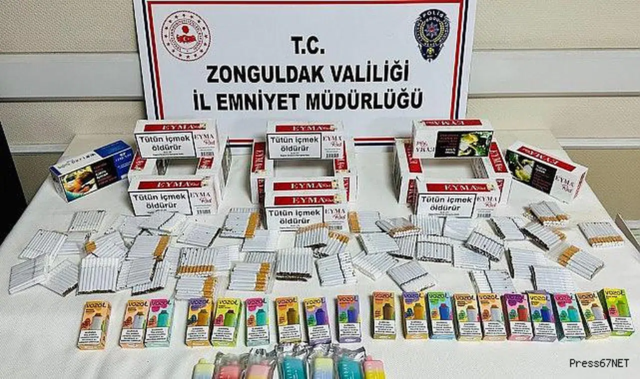 Kaçak elektronik sigara ve makaron satarken suçüstü yakalandı