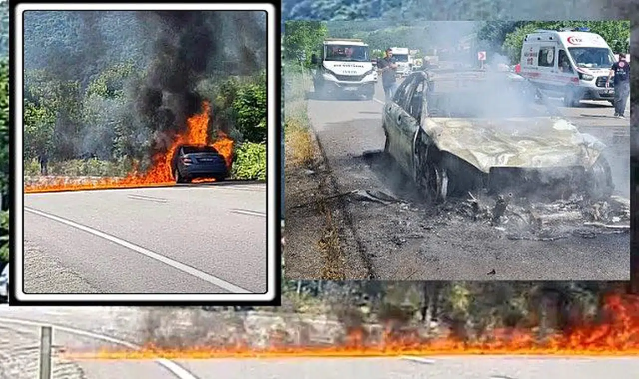 Gurbetçinin kullandığı araç alev alev yandı  