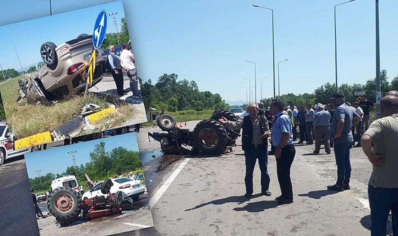 Traktör ile otomobil çarpıştı: 1 ölü, 2 yaralı