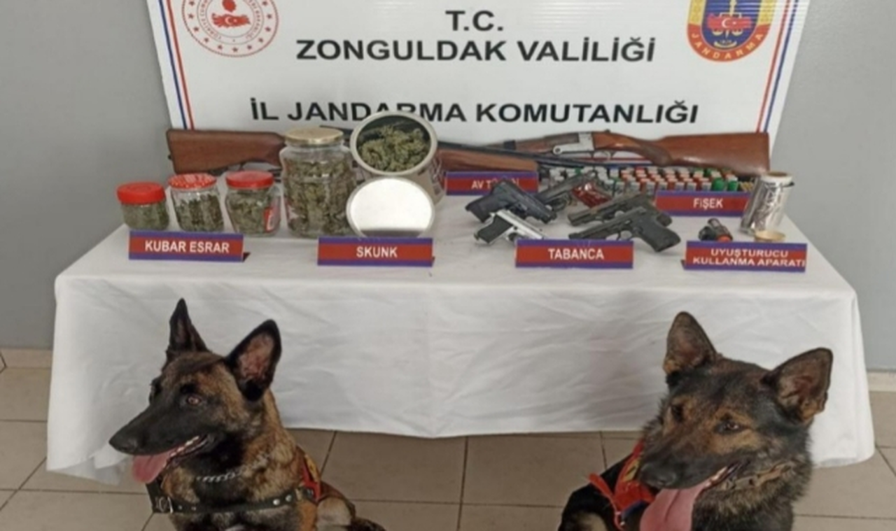 Zonguldak'ta evde uyuşturucu ve ruhsatsız silah operasyonu
