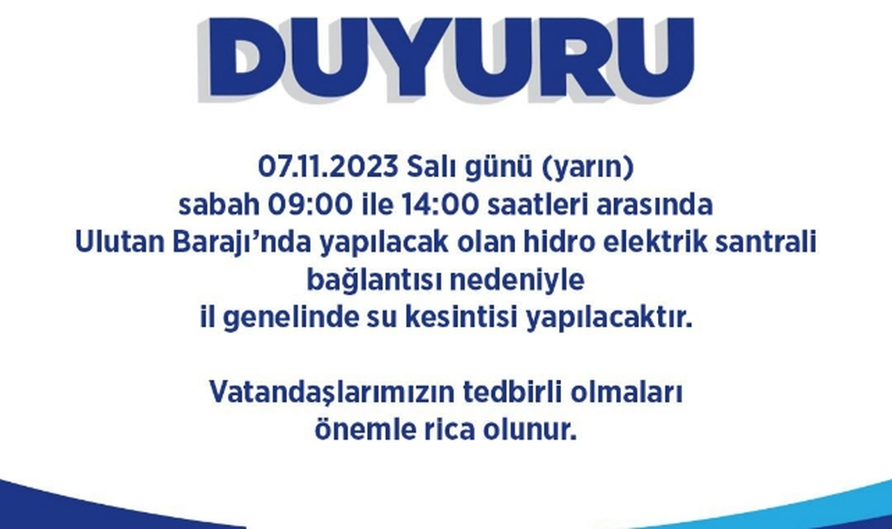 Zonguldaklılar yarın saat 09:00 ile 14:00'e dikkat!