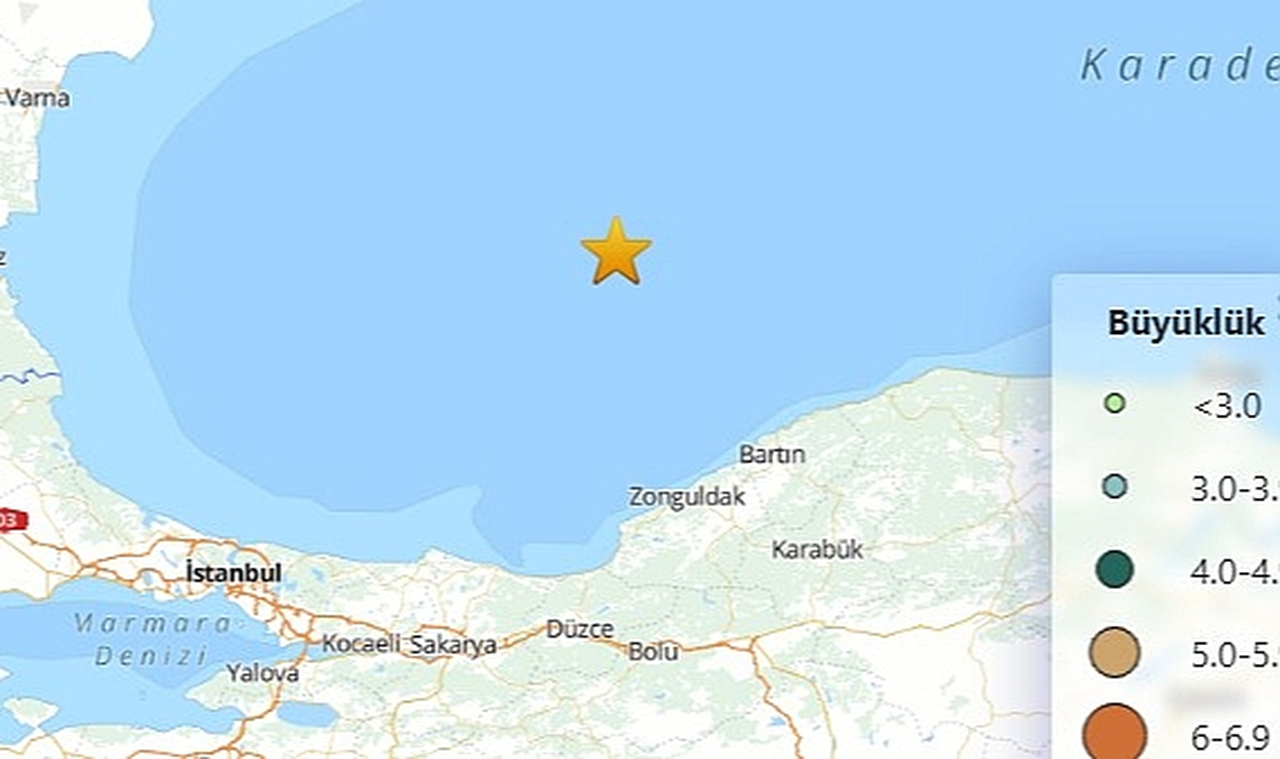 Karadeniz açıklarında deprem..Zonguldak'ta da hissedildi