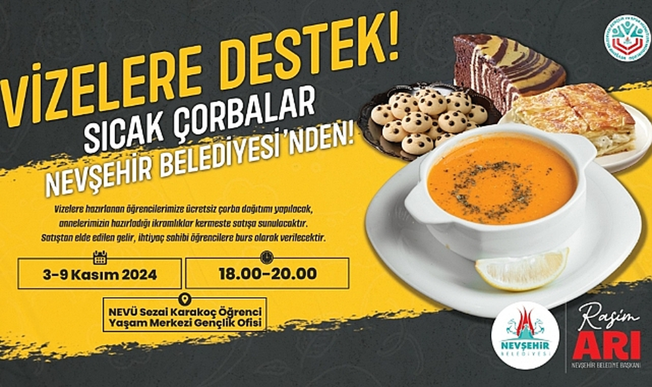 Nevşehir Belediyesi'nden Üniversite Öğrencilerine Vize Haftasında Sıcak Çorba İkram