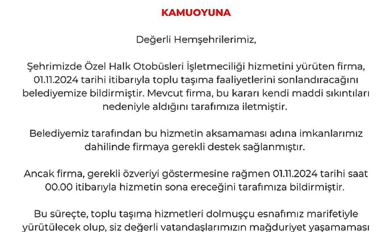 Zonguldak'ta Özel Halk Otobüsleri Hizmetini Sonlandırıyor: Toplu Taşıma Dolmuşlarla Devam Edecek