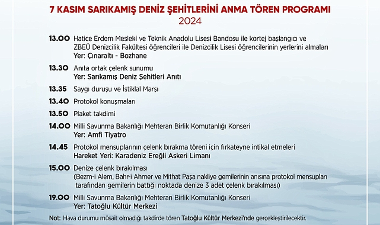 7 Kasım Sarıkamış Deniz Şehitleri Anma Töreni Programı Belli Oldu