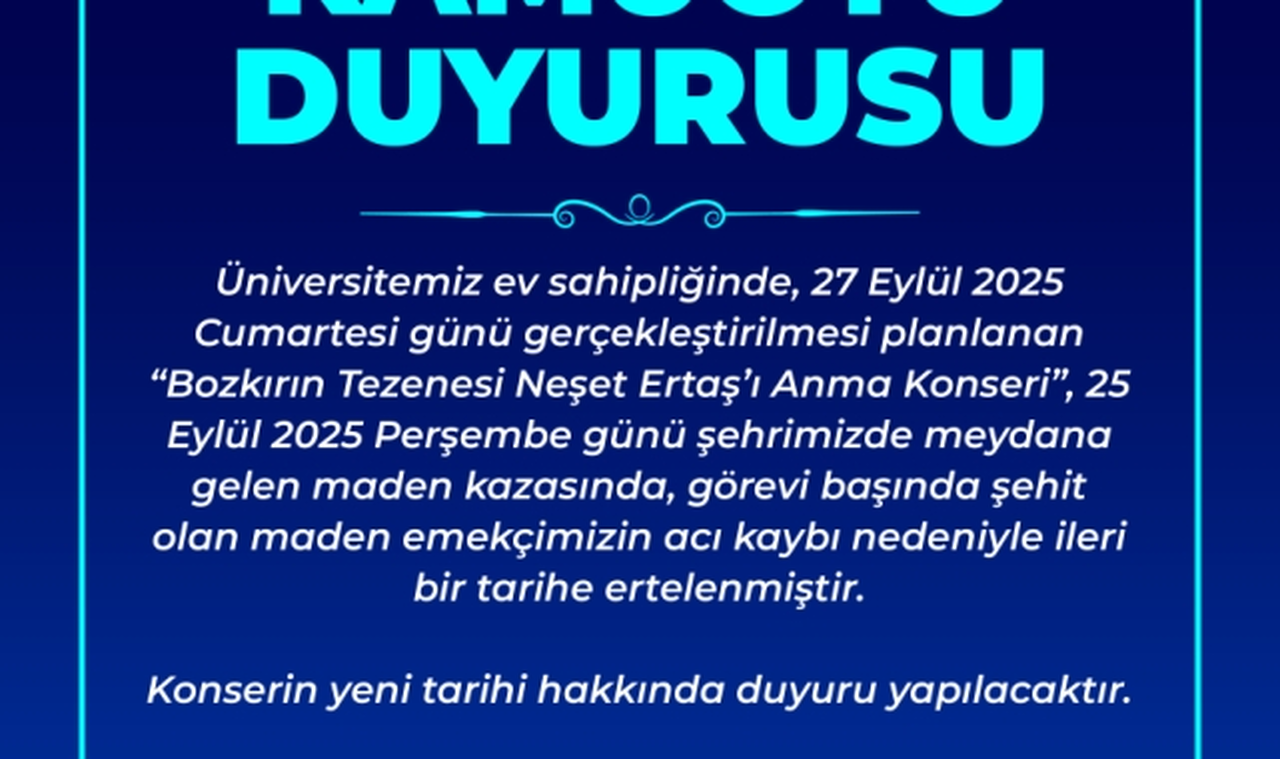 BEUN'deki Neşet Ertaş'ı Anma Konseri ertelendi
