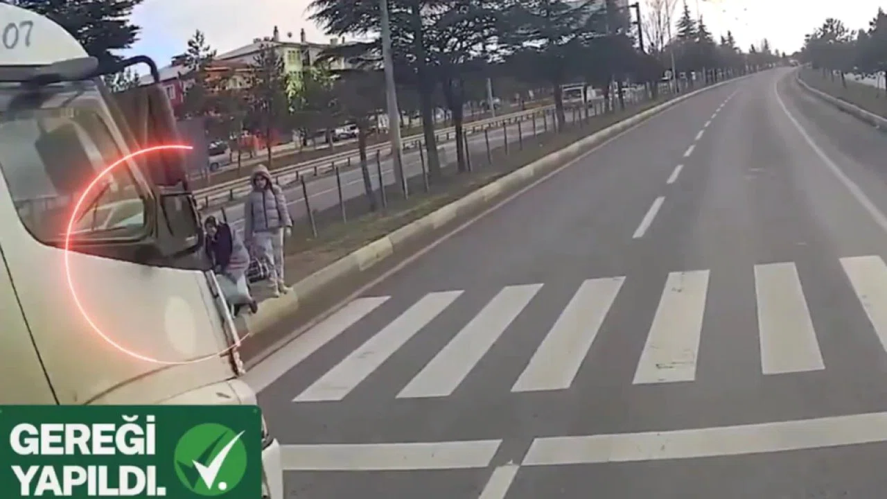 Yaya geçidinde facianın eşiğinden dönüldü! Kamyon sürücüsüne gereği yapıldı!