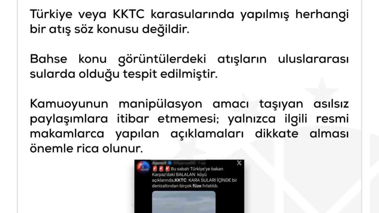DMM’den "KKTC’de denizaltından füze fırlatıldı" iddiasına yalanlama