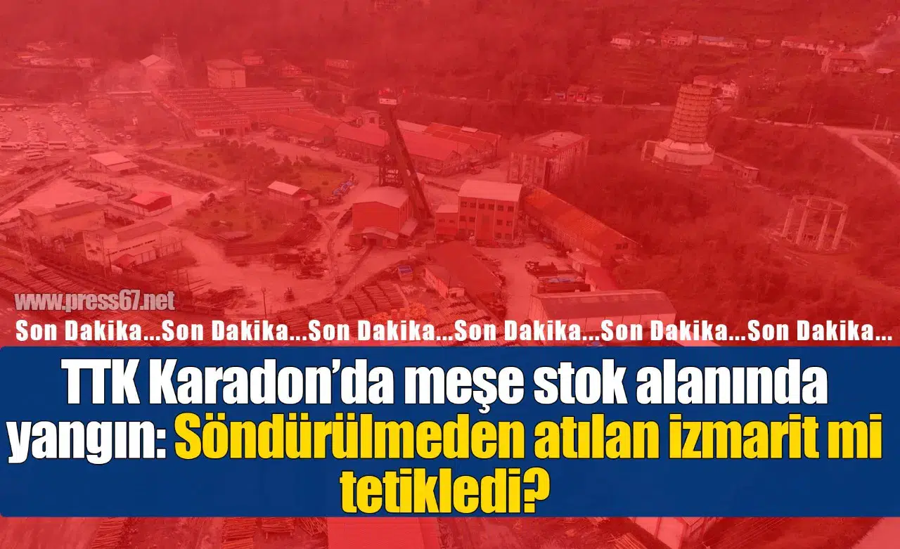 TTK Karadon’da meşe stok alanında yangın: Söndürülmeden atılan izmarit mi tetikledi?