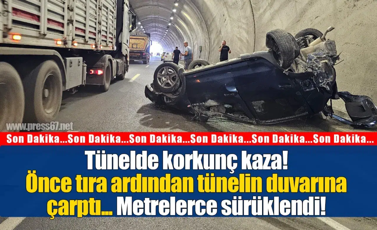 Zonguldak'ta tünelin içinde can pazarı! Önce tıra çarptı, sonra duvara vurup takla attı... Görenler inanamadı!