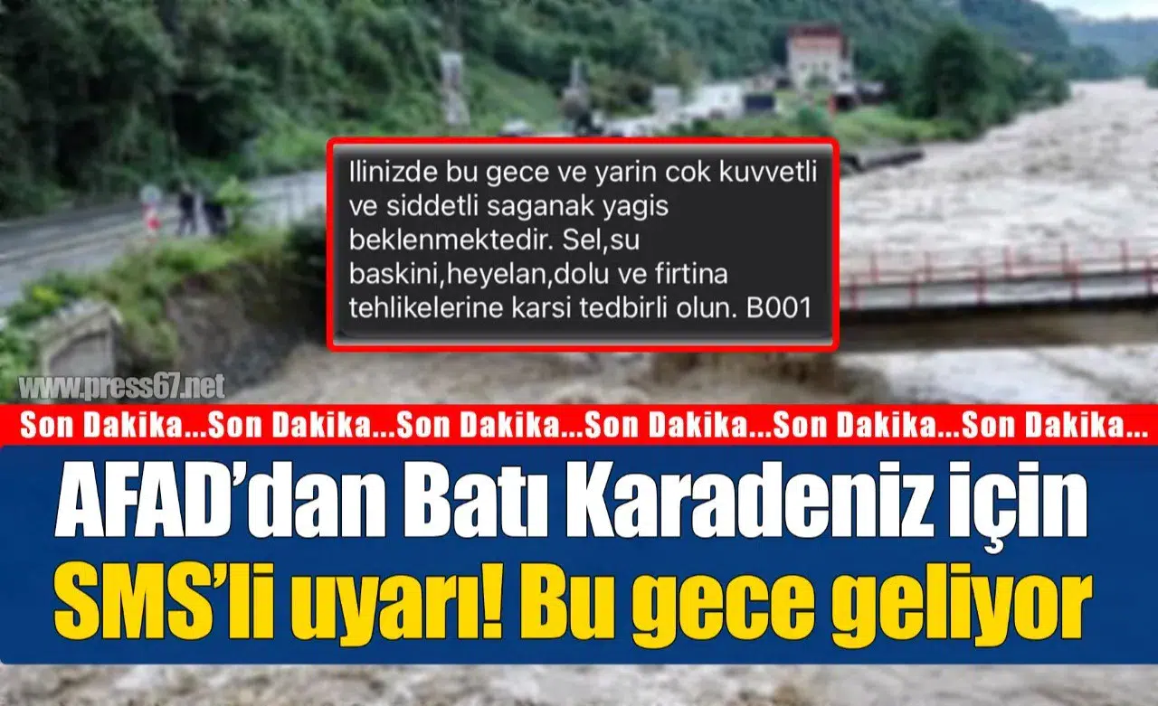 AFAD’dan Batı Karadeniz için SMS’li uyarı: Heyelan ve şiddetli fırtına detayı eklendi