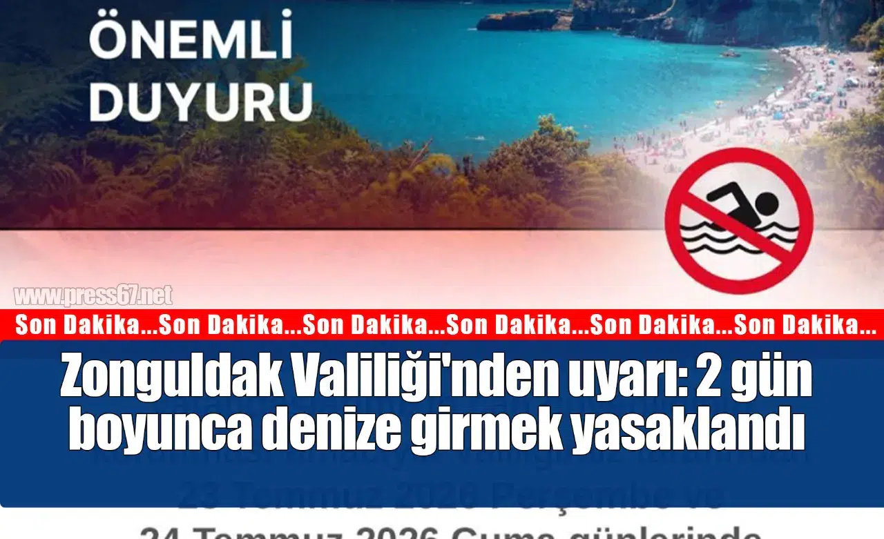 Zonguldak Valiliği'nden uyarı: 2 gün boyunca denize girmek yasaklandı