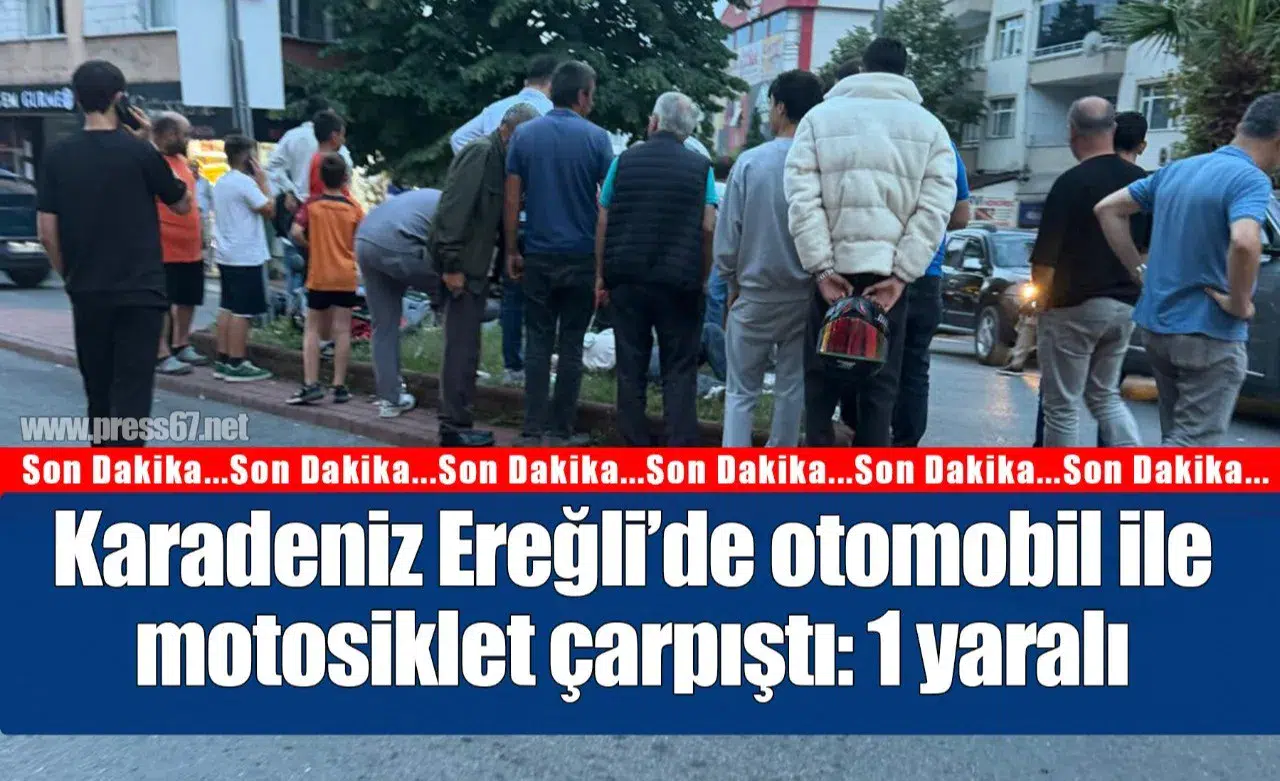Karadeniz Ereğli’de otomobil ile motosiklet çarpıştı: 1 yaralı