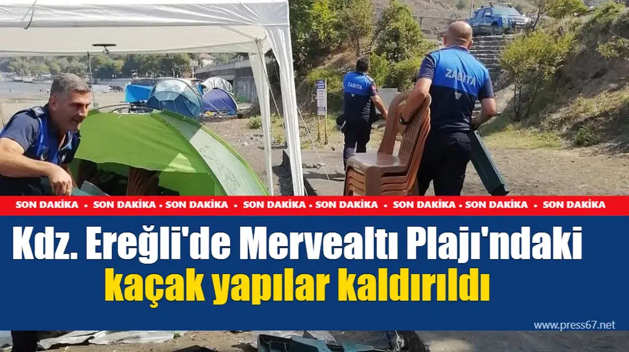 Kdz. Ereğli'de Mervealtı Plajı'ndaki kaçak yapılar kaldırıldı