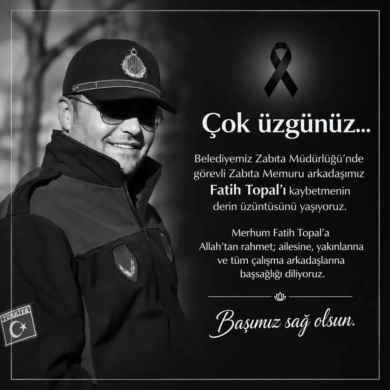 Kozlu Belediyesi Zabıta Amiri Fatih Topal kalp krizinden hayatını kaybetti