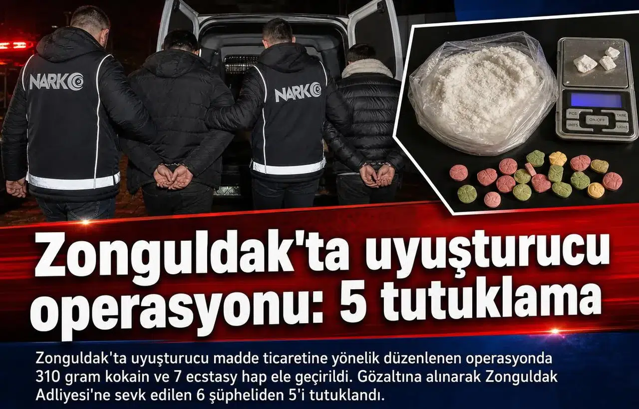 Zonguldak'ta kokain operasyonunda 5 şüpheli tutuklandı