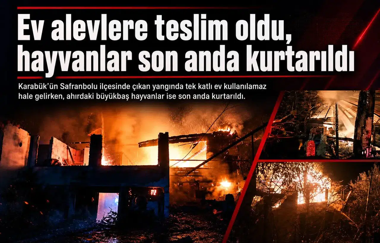 Safranbolu'daki yangında ev kül oldu, hayvanlar kurtarıldı