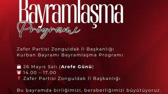 Zafer Partisi Zonguldak İl Başkanlığı bayramlaşma programını duyurdu