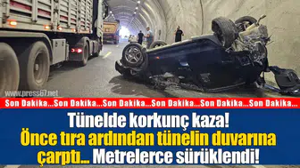 Zonguldak'ta tünelin içinde can pazarı! Önce tıra çarptı, sonra duvara vurup takla attı... Görenler inanamadı!