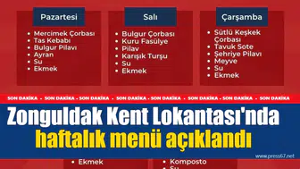Zonguldak Kent Lokantası'nda haftalık menü açıklandı