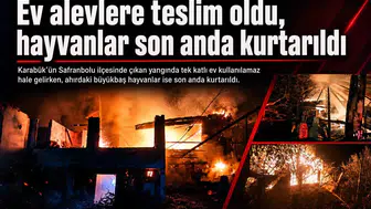 Safranbolu'daki yangında ev kül oldu, hayvanlar kurtarıldı