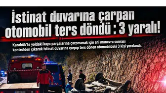 Karabük'te istinat duvarına çarpan otomobil ters döndü: 3 yaralı