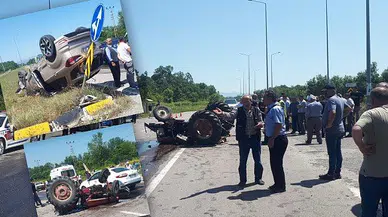 Traktör ile otomobil çarpıştı: 1 ölü, 2 yaralı