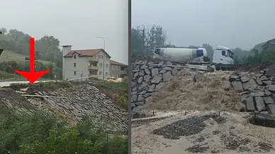 Direkler yıkıldı, istinat duvarı çöktü!