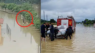 Mahsur kalan vatandaşları itfaiye botla kurtardı