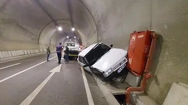 Tünelde yangın kutusuna çarparak durdu