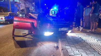 Feci kaza... Takla atıp yayaya çarptı!