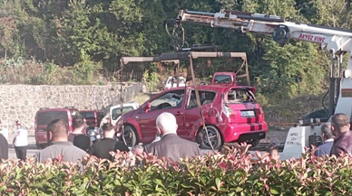 Takla atan araçtan yara almadan kurtuldu!