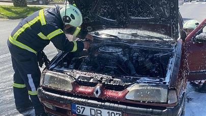 Otomobil seyir halinde alev alev yandı!