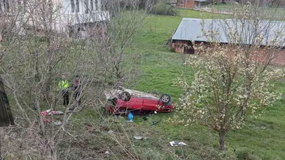 Bahçeye uçan otomobilin sürücüsü yaralandı