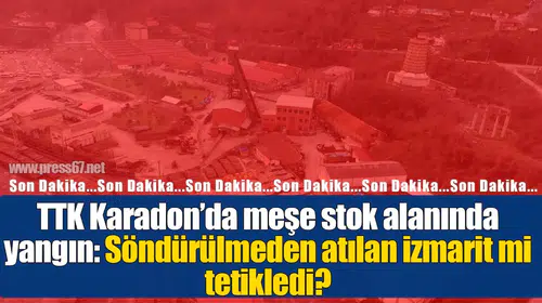 TTK Karadon’da meşe stok alanında yangın: Söndürülmeden atılan izmarit mi tetikledi?