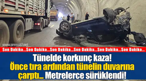 Zonguldak'ta tünelin içinde can pazarı! Önce tıra çarptı, sonra duvara vurup takla attı... Görenler inanamadı!