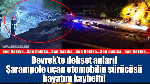 Devrek'te şarampole devrilip alev alan otomobilde 1 kişi öldü