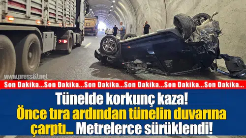 Zonguldak'ta tünelin içinde can pazarı! Önce tıra çarptı, sonra duvara vurup takla attı... Görenler inanamadı!