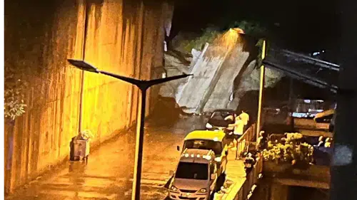 50 kişilik bina boşaltıldı: Kilimli'de istinat duvarı çöktü