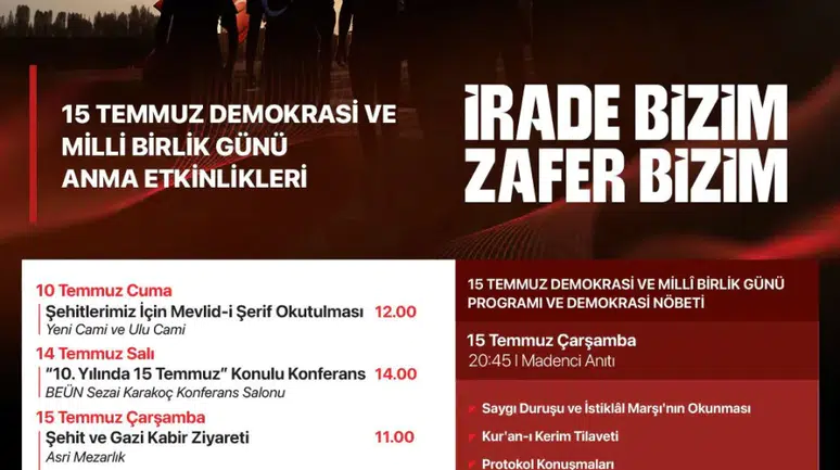 Zonguldak'ta 15 Temmuz etkinlikleri başlıyor: "İrade Bizim Zafer Bizim" temasıyla düzenlenecek