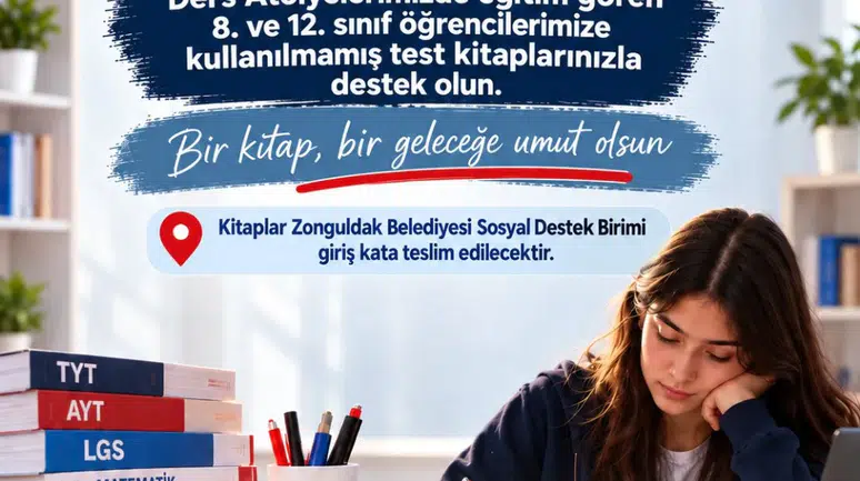 Zonguldak Belediyesi öğrencilere test kitabı bağışını başlattı