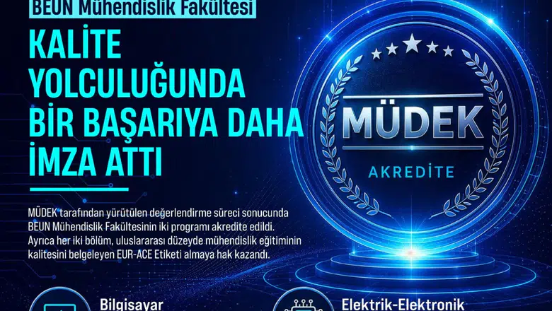 BEUN Mühendislik Fakültesi, MÜDEK'ten 5 yıllık akreditasyon aldı, uluslararası standartları sağladı.