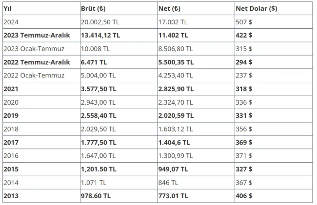Asgari Ücrette 13 Yılın Zam Tablosu: Yıl Yıl Artış Oranları