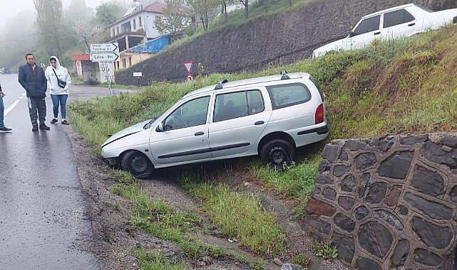 Elmacı köyünde kaza! Sürücü yaralandı