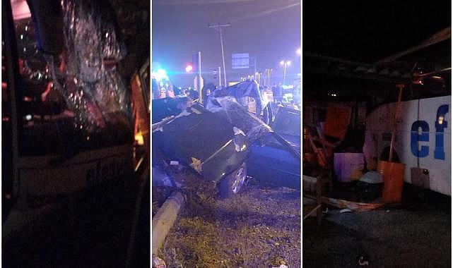 Çaycuma&#039;da otobüs ile otomobil çarpıştı; Ölü ve yaralılar var!