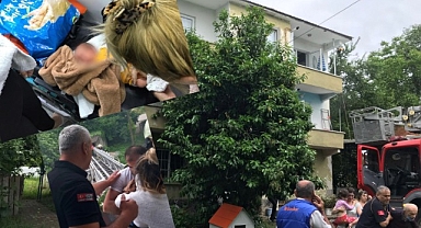 Yangında mahsur kalan 1'i bebek 7 kişiyi itfaiye kurtardı