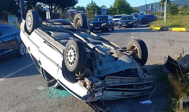 Otomobile çarpmamak için takla attı