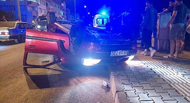Feci kaza... Takla atıp yayaya çarptı!