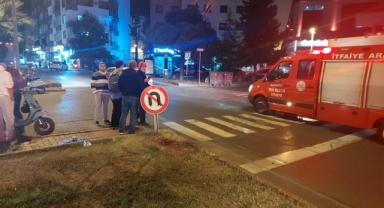 Panik yapan sürücü motosikletiyle devrildi!